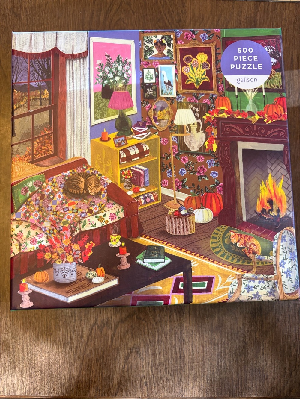 Galison Fall is in the Air 500 Piece Puzzle Cozy Autumn Cat Abby Jacobs